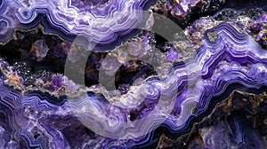 Close-up of Charoite with its stunning violet and black designs, showcased against a white background