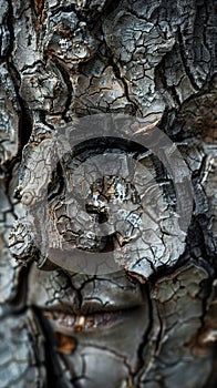 Close-up of charred tree bark texture