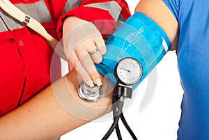 Close up of checking blood pressure
