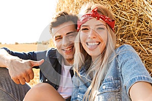 Close up of a cheerful young couple