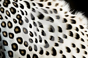Close up of cheetah pattern on white and black background. Generative AI