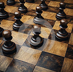 Close Up of Chess Board With Pieces, Strategy Game Challenge for Thinkers photo