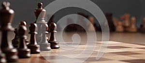 Close up chess competition game board. Concept of competition and strategy. Generative AI