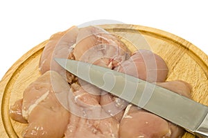 Close-up of Chicken fillet and knife