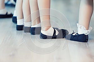 Close Up Of Children`s Ballet Feet