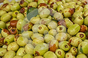 Close-Up on Chinese Jujubes Also Know as Ziziphus Jujuba