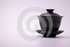 Black Chinese Tea Cup on white background