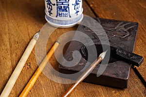 Close up of Chinese Writing Brush