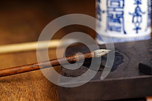 Close up of Chinese Writing Brush