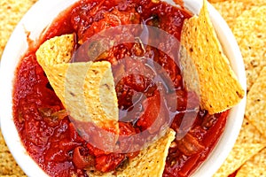 Close-up of Chips and Salsa