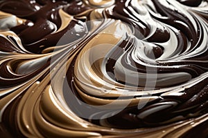 close up of chocolate cream swirls, can be used as background generative ai