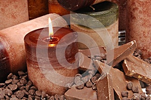 Close up Chocolate Scented Candles photo
