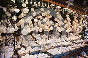 Close up of Christmas market stall in Vienna, Austria. Christmas