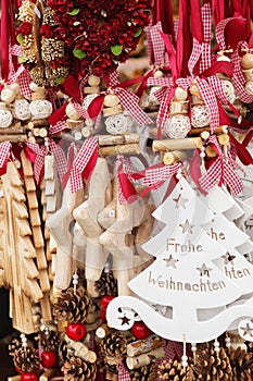 Close up of Christmas market stall in Vienna, Austria. Christmas