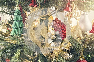 Close up Christmas Tree with Decorations, New year concept