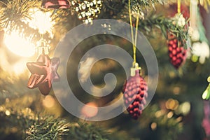 Close up Christmas Tree with Decorations, New year concept