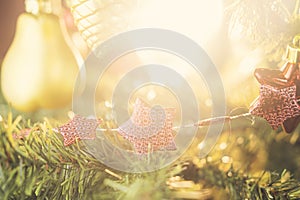 Close up Christmas Tree with Decorations, New year concept