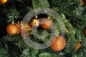 Close up of christmas tree and festive details photo