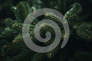 a close up of a christmas tree with water droplets on it