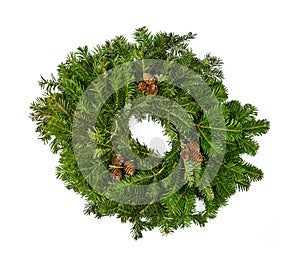 Close up Christmas wreath isolated on white