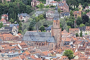 Close up of the church of the Holy Sprit in Heidelberg