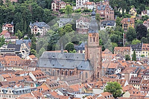 Close up of the church of the Holy Sprit in Heidelberg photo