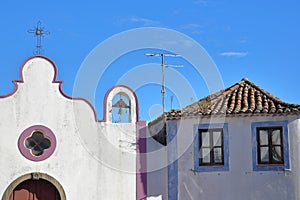 Close-up on a church Senhor do Passos Chapel inside the old town of Monchique, Algarve photo
