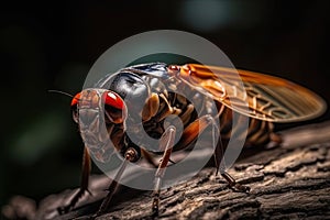 Close-up of a cicada in nature, illustration