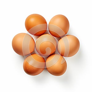 Close-up Circle Of Six Brown Eggs - Unique Artistic Arrangement