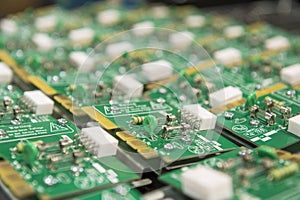 Close-up of circuit board in electronics industry photo