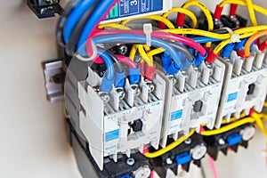 Close up circuit breakers and wire