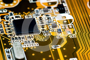 Close up of Circuits Electronic on Mainboard Technology computer background logic board,cpu motherboard,Main board,sys