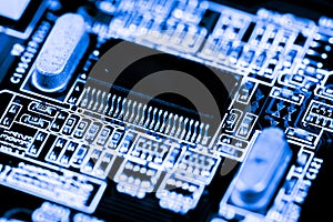 Close up of Circuits Electronic on Mainboard Technology computer background logic board, cpu motherboard, Main board, sys