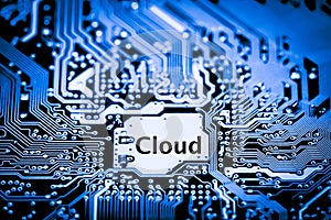 Close up of Circuits Electronic on Mainboard Technology computer background logic board,cpu motherboardCloud