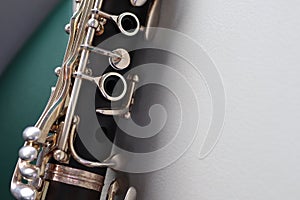 Close up clarinet Is a musical instrument such as wood blowers