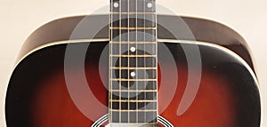 Close up of classic acoustic guitar