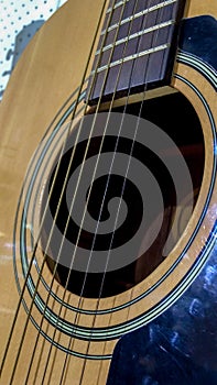 Close up of Classic Acoustic Guitar and Strings