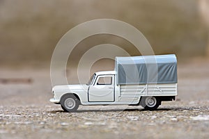 Close-up of classic miniature Peugeot 404 pick-up.