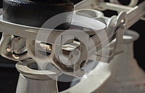 Close-up of Classic weight scale Isolated on dark background