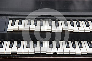 Close-up of classical piano keys