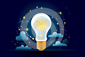 Close up clean star Lightbulb illustration creative thinking concept new idea, innovation, connection, big data Generative AI