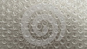 Closeup of clear bubble wrap texture protective packaging material