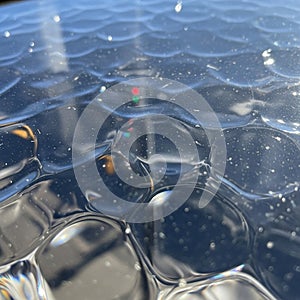 A close-up of a clear, textured
