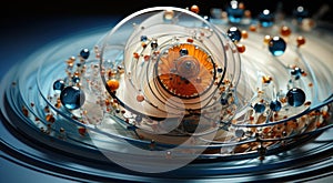 A close up of a clock on a table. Generative AI image.