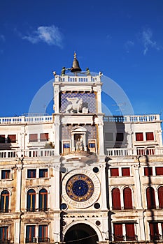 Close up of Clock Tower at San Marco square in Venice