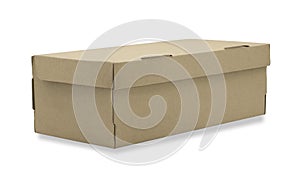 Close-up of closed brown cardboard box on white background with clipping path. Mockup design, carton box product for packaging shi