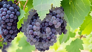 A close-up of a cluster of grapes, their plump and juicy texture promising the sweetness of the mountain vineyard.-