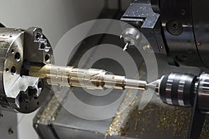 Close up of the CNC lathe Turning machine