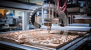 close up of a cnc machine, cnc machine in action, close-up of machine working