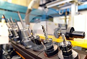 Close up of CNC Mechanical Tools for production of engineering p